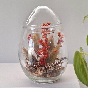 Vintage Dried Floral Terrarium Sealed Flower Glass Jar Vase